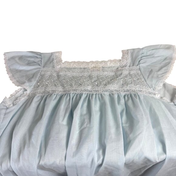 Adonna Light Blue Nightgown Size L Lace Trim Cap Sleeve VTG Cotton Blend USA - Picture 10 of 13